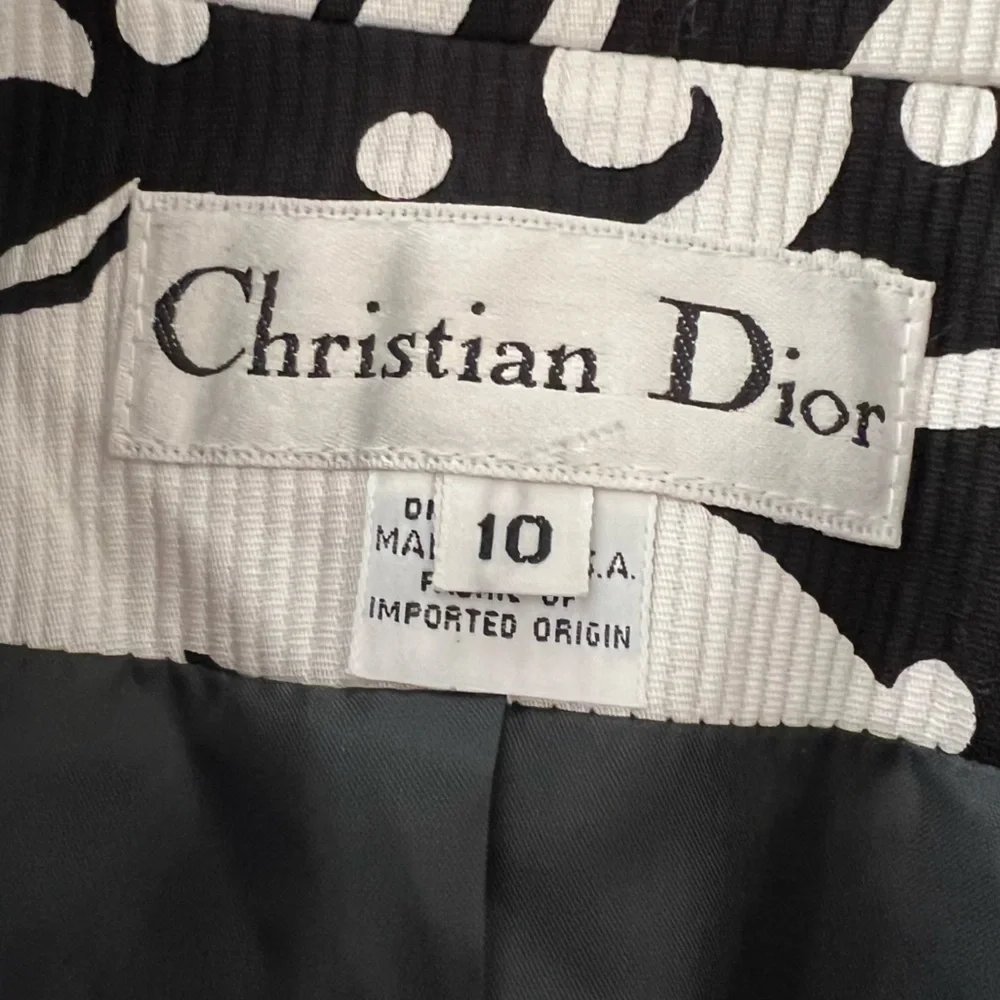 Christian Dior vintage 90’s black white Baroque Scroll Print Blazer jacket 10